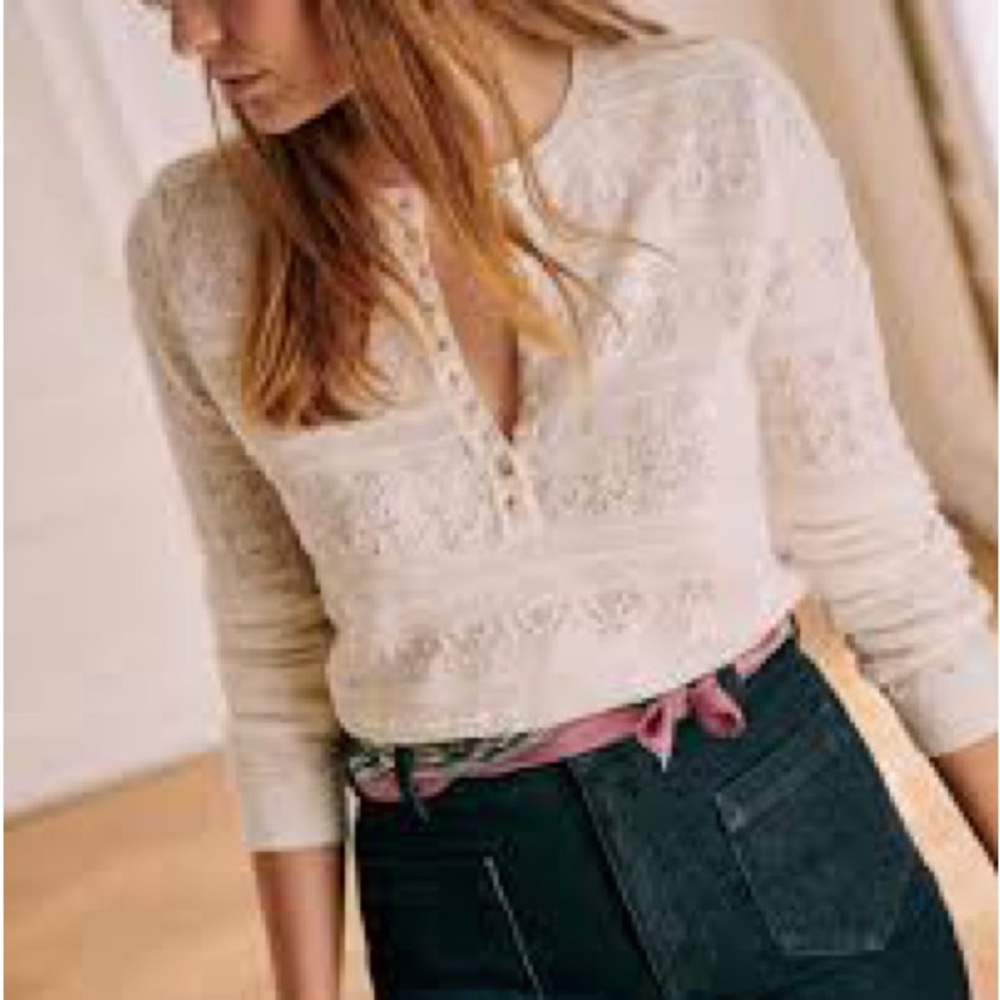 Sezane Lyna Merino Wool Sweater, Ecru, M